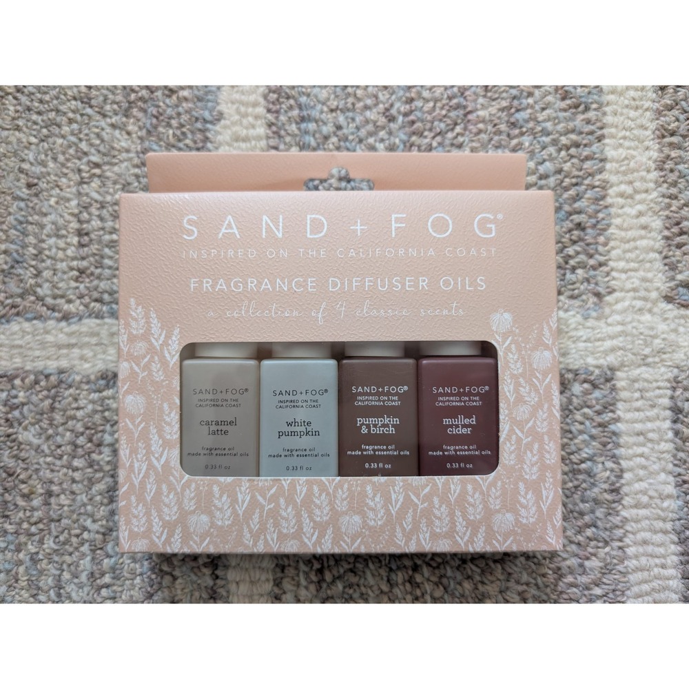 Sand + Fog Fragrance Diffuser Oils Set of 4 Caramel Pumpkin Cider‎ Holiday New